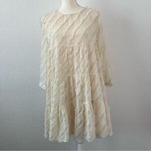 Anthropologie En Saison Textured Cream Dress Size Large